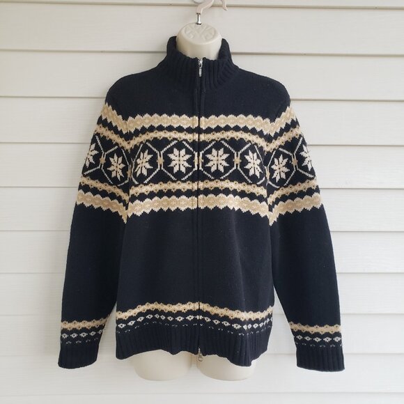 Eddie Bauer Sweaters - Vintage 90s/Y2K EDDIE BAUER 100% Lambs' Wool zip front cardigan sweater